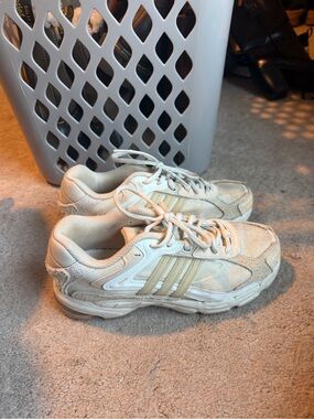 Beige Women's Athletic Sneakers with Subtle Stripes - Adidas